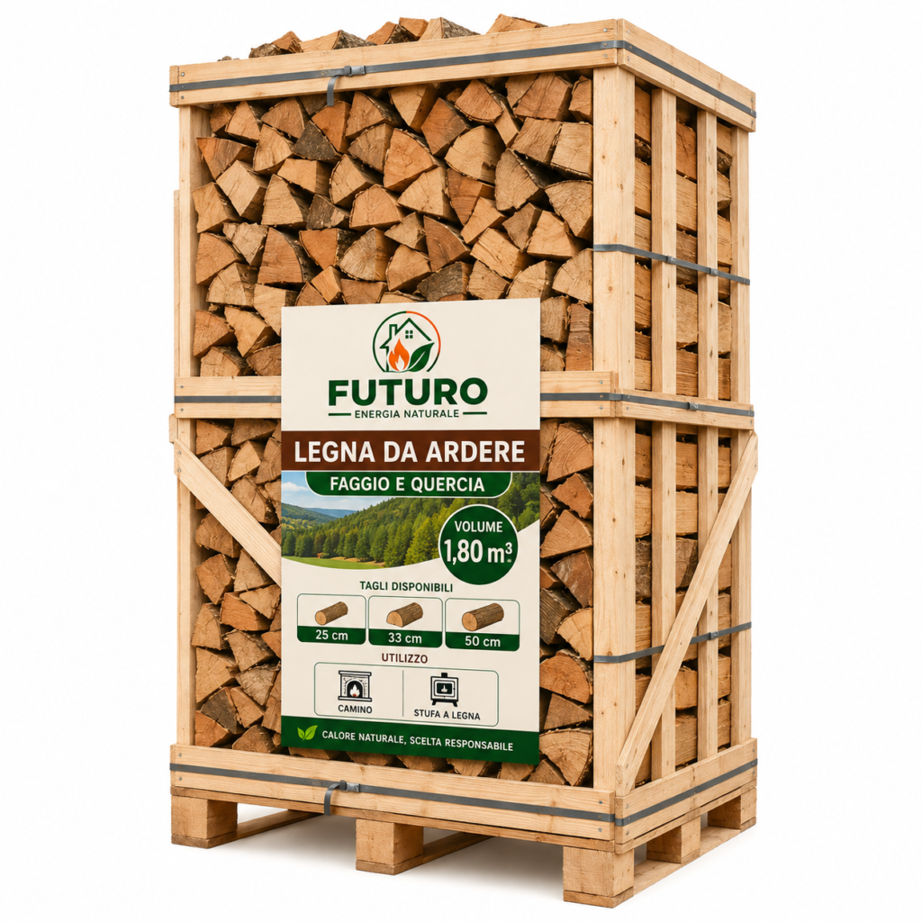 Legna da Ardere Futuro – Bancale 1,80 m³ di Faggio e Quercia