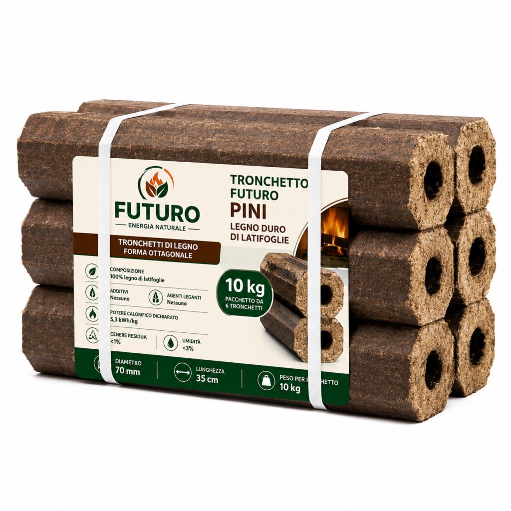 Tronchetto Futuro Pini – Legno Duro di Latifoglie – Bancale 96 Pacchetti da 10 kg