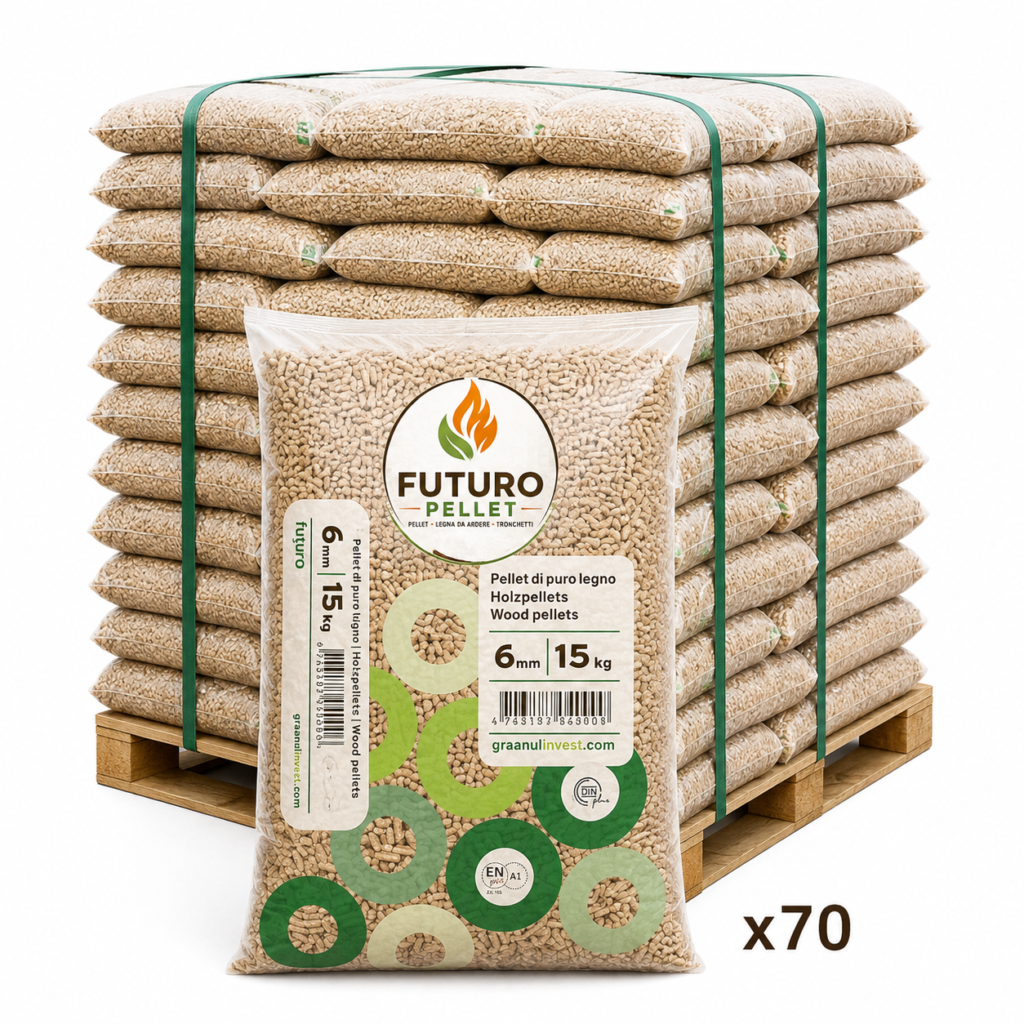 Pellet Futuro BGreen in Conifere ENplus A1 – Bancale 70 Sacchi da 15 kg