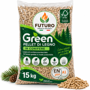 Pellet Futuro Green in Conifere ENplus A1 – Bancale 70 Sacchi da 15 kg