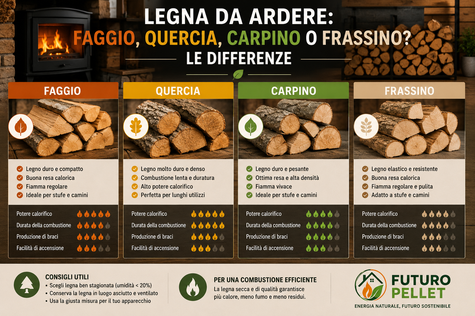 Legna da Ardere: Faggio, Quercia, Carpino o Frassino? Le Differenze